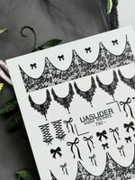 Lace Nail Decals — Black Lace Tips, Chandelier & Bows | 792 - UASLIDER
