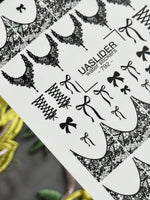 Lace Nail Decals — Black Lace Tips, Chandelier & Bows | 792 - UASLIDER