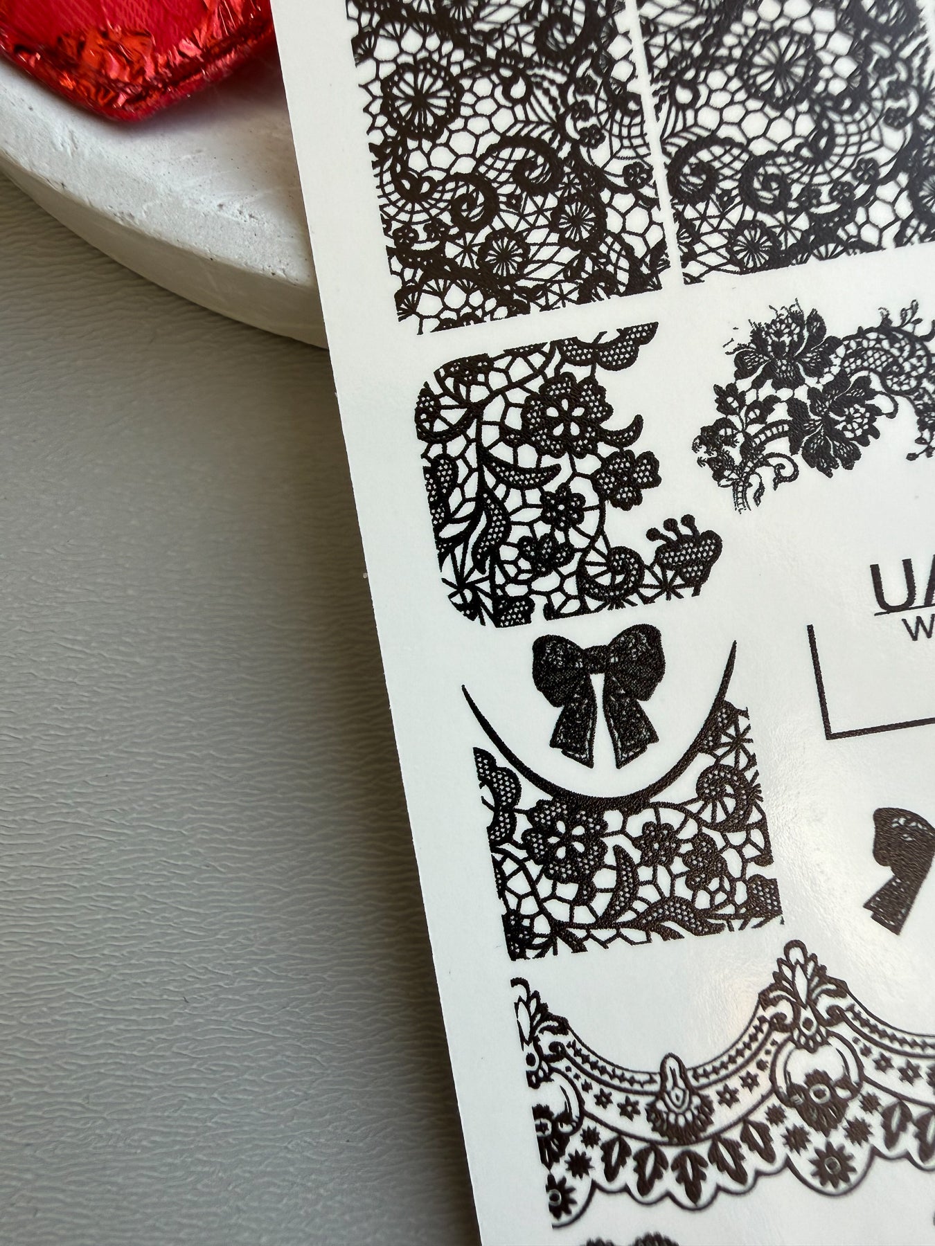 Lace Nail Decals — Black Lace Wraps, Bows & Lace Hearts | 777 - UASLIDER