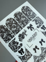 Lace Nail Decals — Black Lace Wraps, Bows & Lace Hearts | 777 - UASLIDER