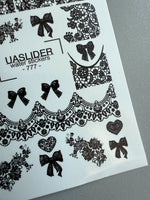 Lace Nail Decals — Black Lace Wraps, Bows & Lace Hearts | 777 - UASLIDER