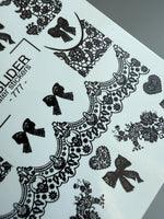 Lace Nail Decals — Black Lace Wraps, Bows & Lace Hearts | 777 - UASLIDER