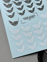 Lace Nail Decals — Black & White Lace French Tips | 787 - UASLIDER
