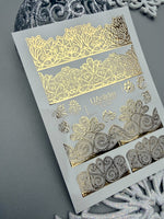 Lace Nail Decals — Gold Foil Border Strips & Floral Ornaments | Fg-308 - UASLIDER