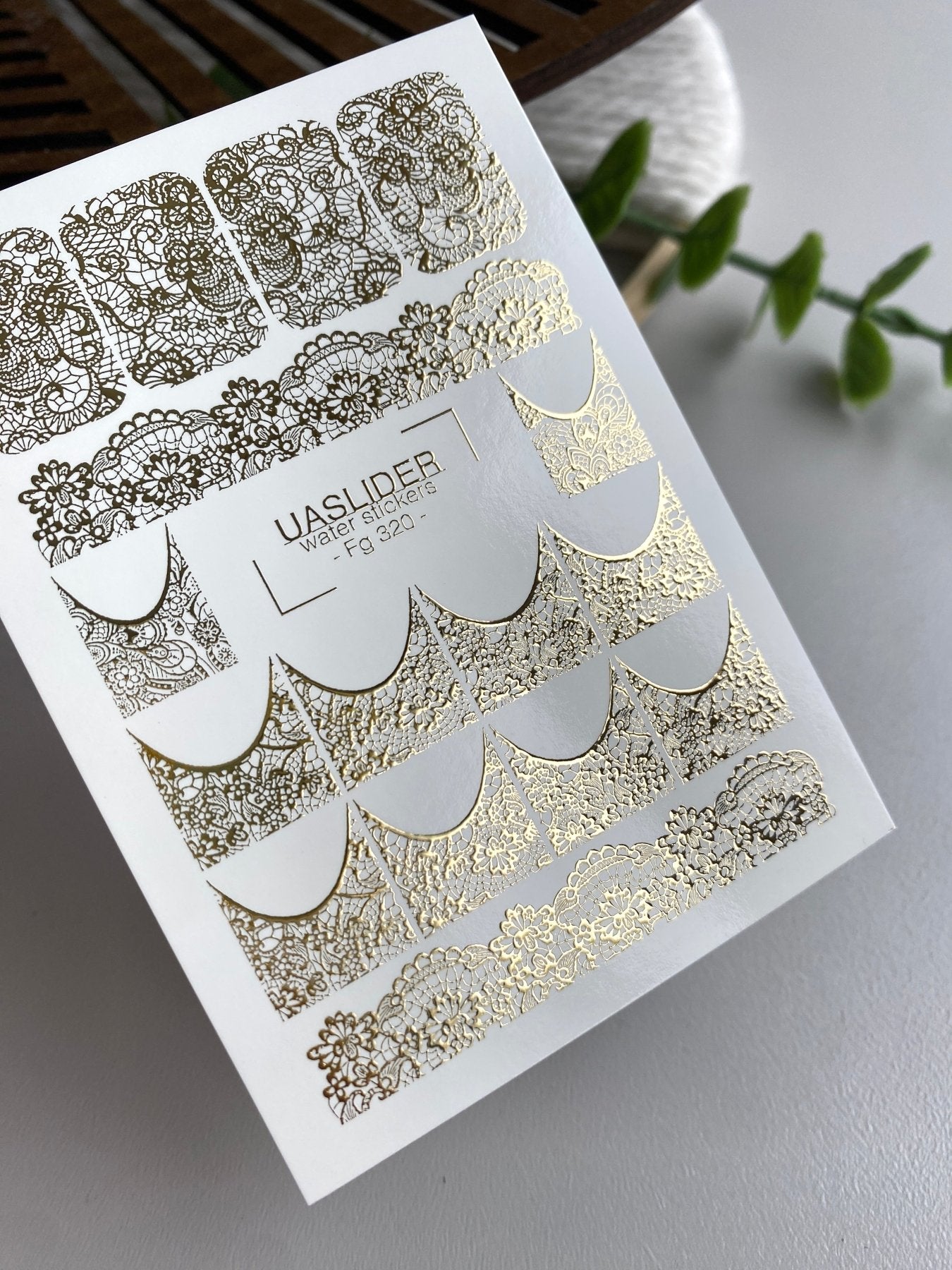 Lace Nail Decals — Gold Foil Full Nail & French Tip Patterns | Fg-320 - UASLIDER