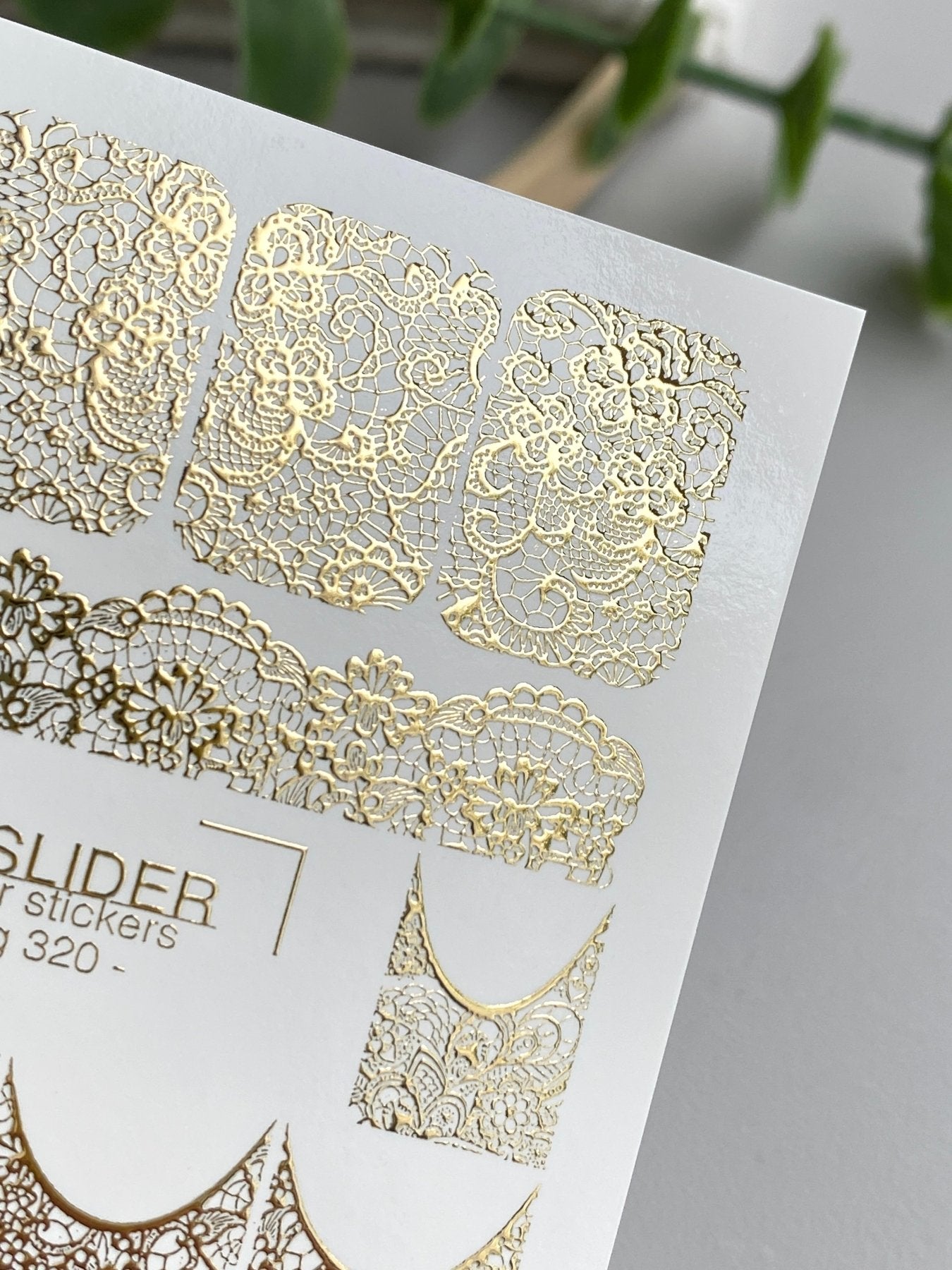 Lace Nail Decals — Gold Foil Full Nail & French Tip Patterns | Fg-320 - UASLIDER