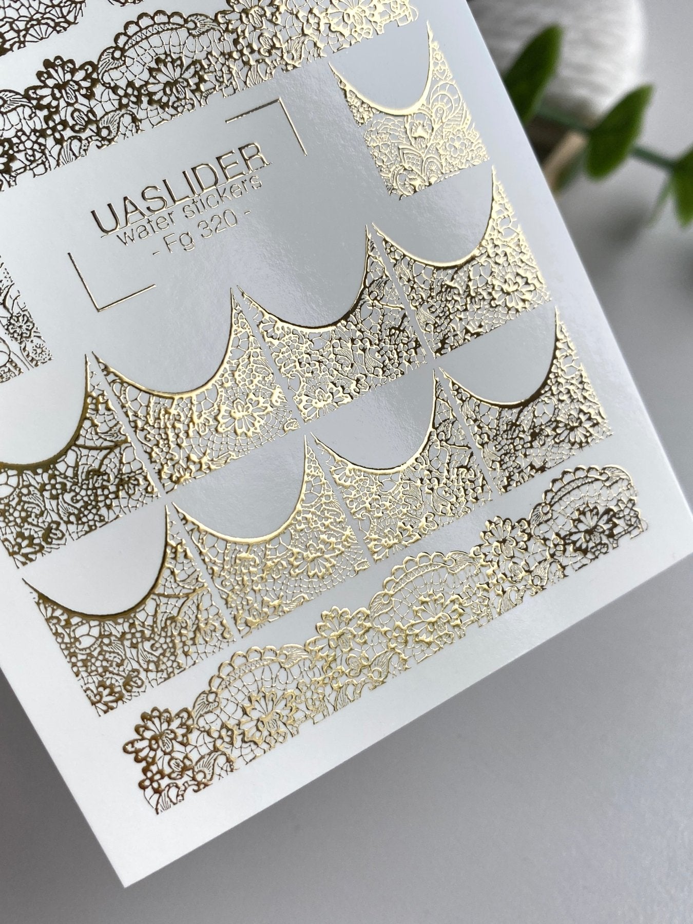 Lace Nail Decals — Gold Foil Full Nail & French Tip Patterns | Fg-320 - UASLIDER