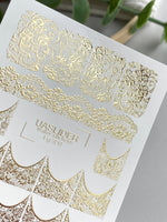Lace Nail Decals — Gold Foil Full Nail & French Tip Patterns | Fg-320 - UASLIDER
