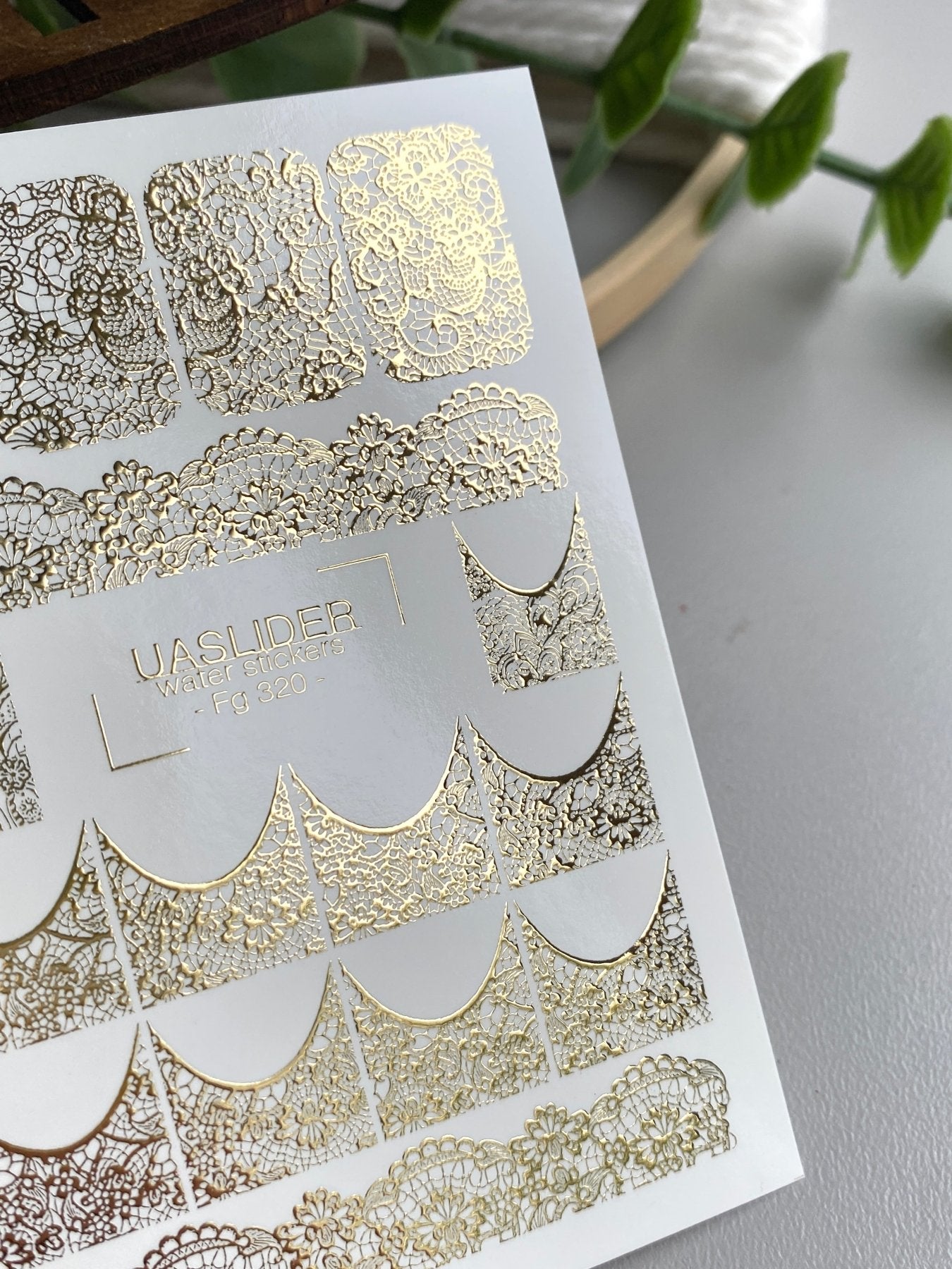 Lace Nail Decals — Gold Foil Full Nail & French Tip Patterns | Fg-320 - UASLIDER