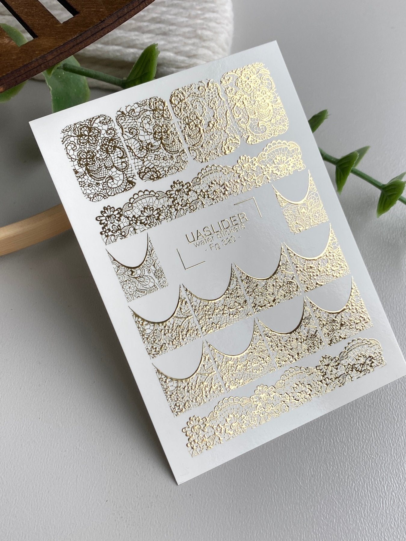 Lace Nail Decals — Gold Foil Full Nail & French Tip Patterns | Fg-320 - UASLIDER
