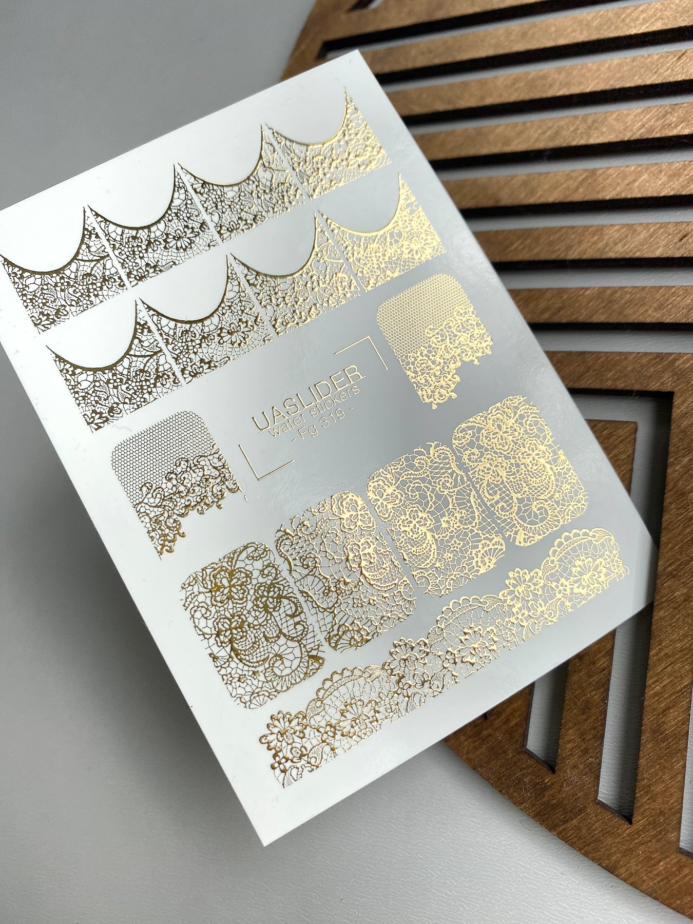 Lace Nail Decals — Gold Foil Full Nail & Scallop French Tip | Fg-319 - UASLIDER