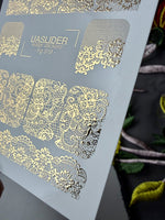 Lace Nail Decals — Gold Foil Full Nail & Scallop French Tip | Fg-319 - UASLIDER