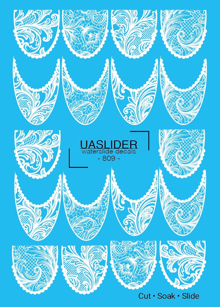 Lace Nail Decals — White Baroque Lace Stiletto Wraps | 809 - UASLIDER
