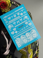 Lace Nail Decals — White Bows, Hearts & Lace Strips | 770 - UASLIDER