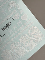 Lace Nail Decals — White Bows, Hearts & Lace Strips | 770 - UASLIDER
