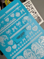 Lace Nail Decals — White Bows, Hearts & Lace Strips | 770 - UASLIDER