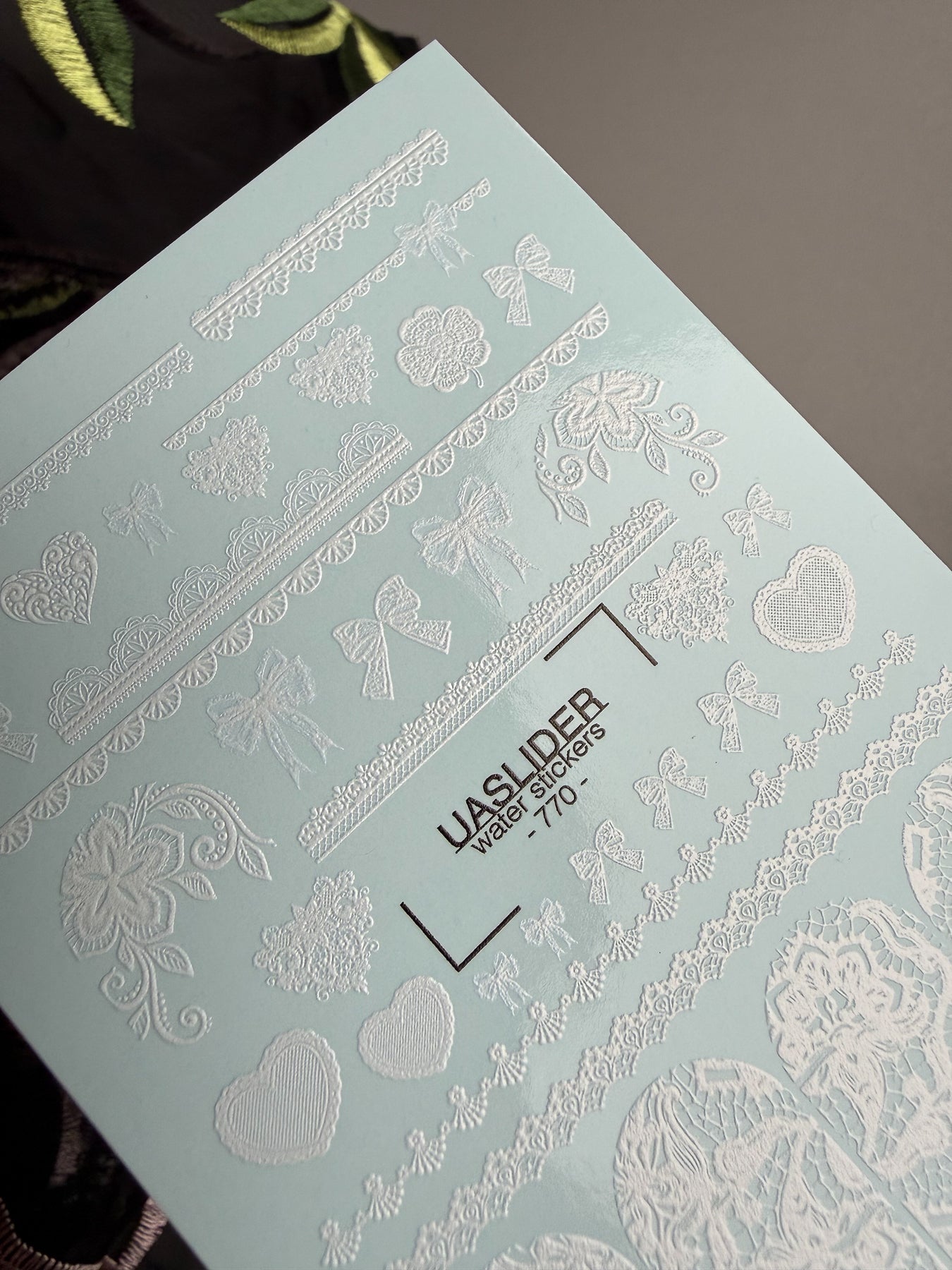 Lace Nail Decals — White Bows, Hearts & Lace Strips | 770 - UASLIDER