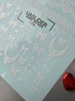 Lace Nail Decals — White Bows, Lace & "Cry Baby" Text | 776 - UASLIDER
