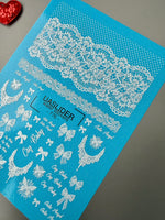 Lace Nail Decals — White Bows, Lace & "Cry Baby" Text | 776 - UASLIDER