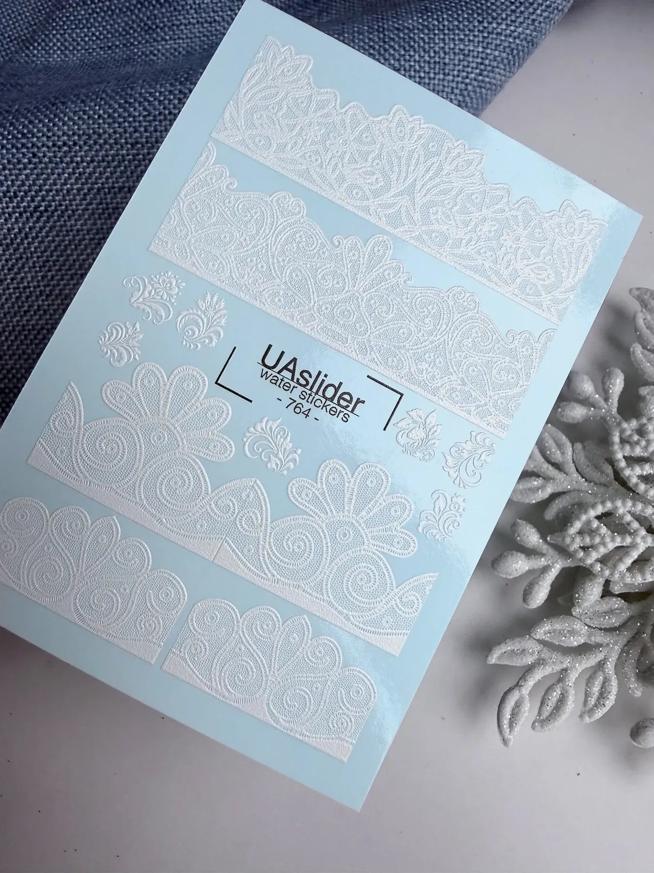 Lace Nail Decals — White Floral Lace Border Strips | 764 - UASLIDER