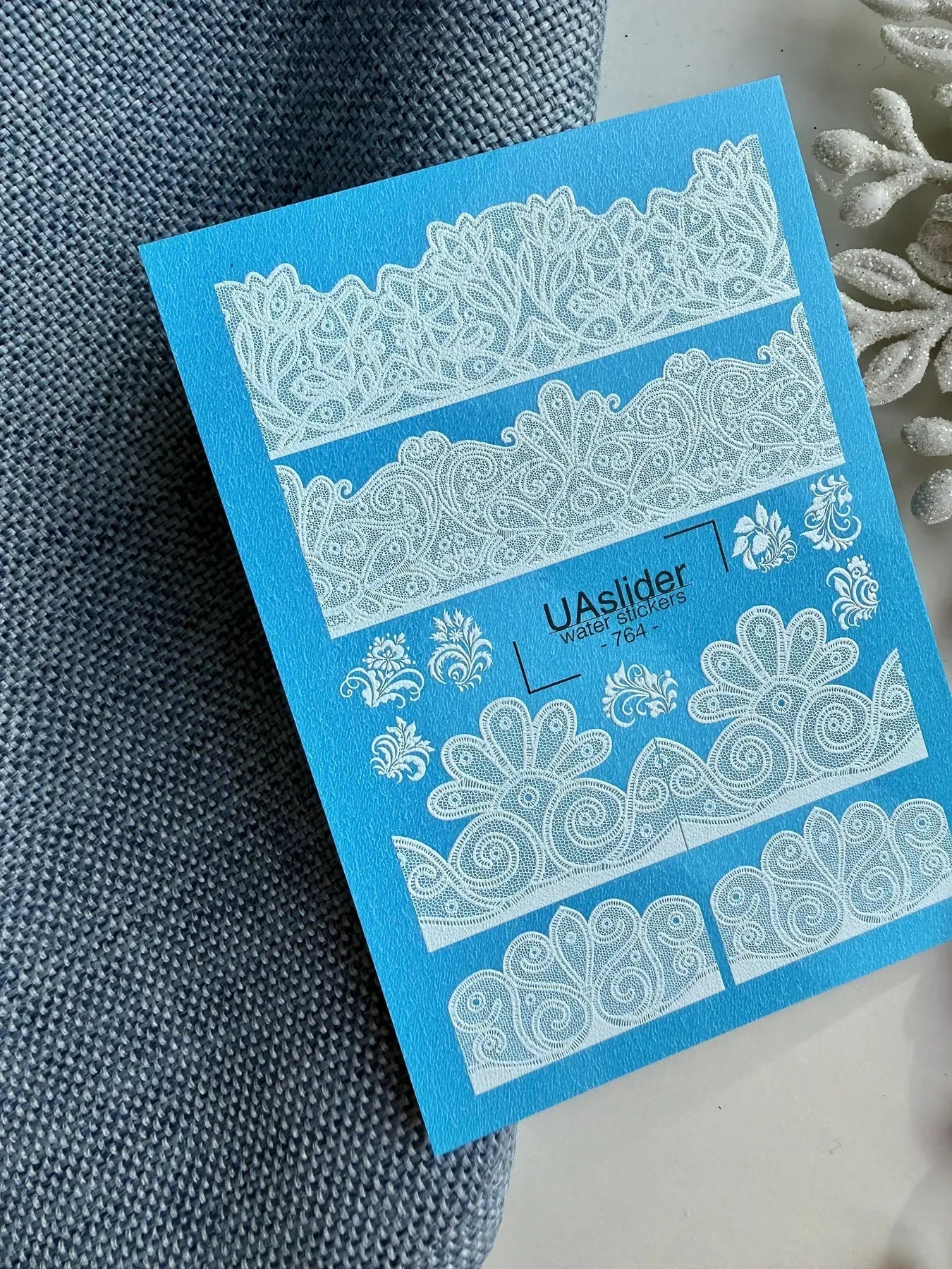 Lace Nail Decals — White Floral Lace Border Strips | 764 - UASLIDER