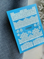 Lace Nail Decals — White Floral Lace Border Strips | 764 - UASLIDER
