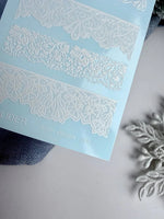 Lace Nail Decals — White Lace Border Strips, 4 Patterns | 765 - UASLIDER