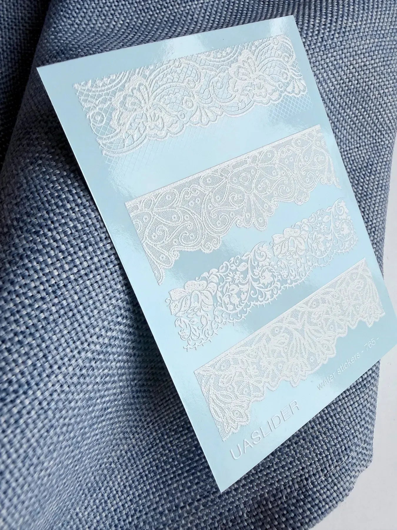 Lace Nail Decals — White Lace Border Strips, 4 Patterns | 765 - UASLIDER