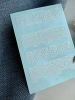 Lace Nail Decals — White Lace Border Strips, 4 Patterns | 765 - UASLIDER