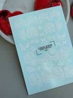 Lace Nail Decals — White Lace Florals, Moons & Bows | 780 - UASLIDER