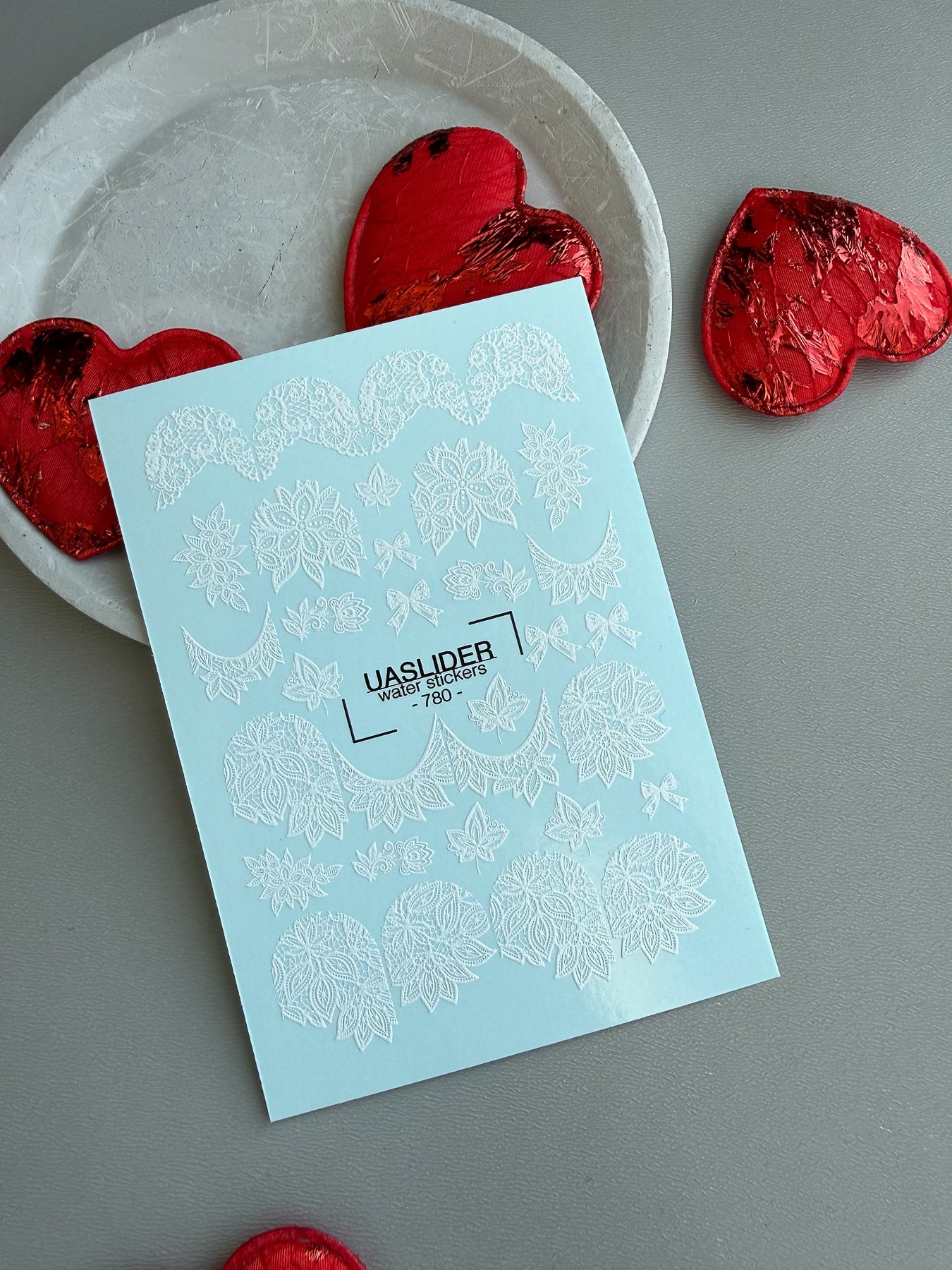Lace Nail Decals — White Lace Florals, Moons & Bows | 780 - UASLIDER