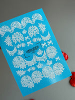 Lace Nail Decals — White Lace Florals, Moons & Bows | 780 - UASLIDER