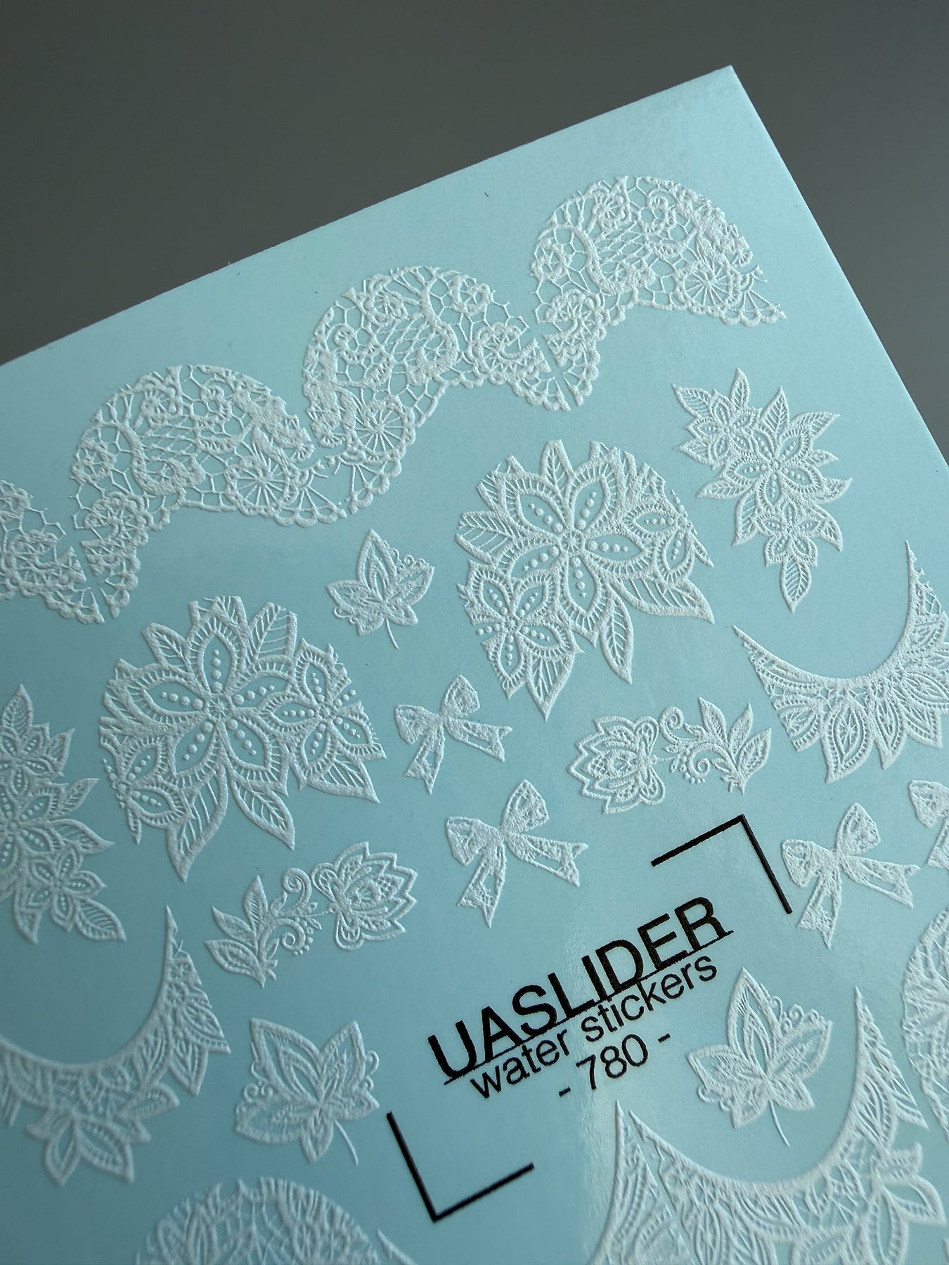 Lace Nail Decals — White Lace Florals, Moons & Bows | 780 - UASLIDER