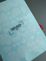 Lace Nail Decals — White Lace Florals, Moons & Bows | 780 - UASLIDER