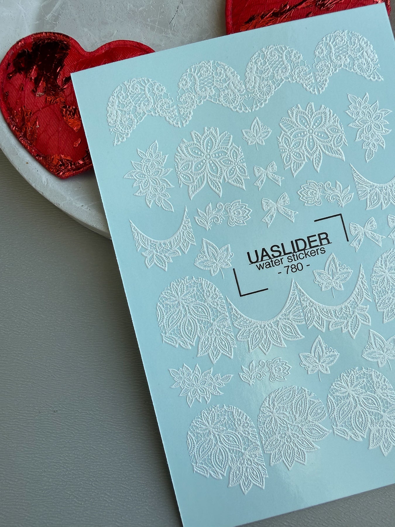 Lace Nail Decals — White Lace Florals, Moons & Bows | 780 - UASLIDER