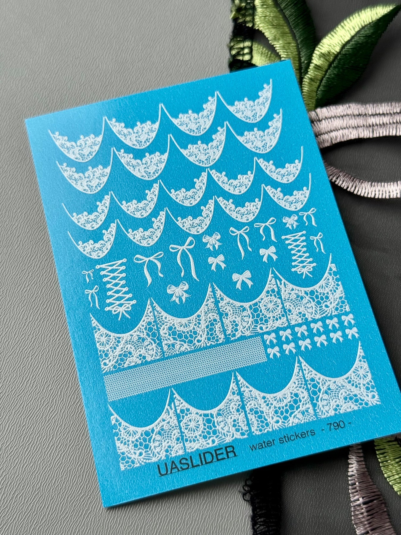 Lace Nail Decals — White Lace French Tips, Bows & Net Wraps | 790 - UASLIDER