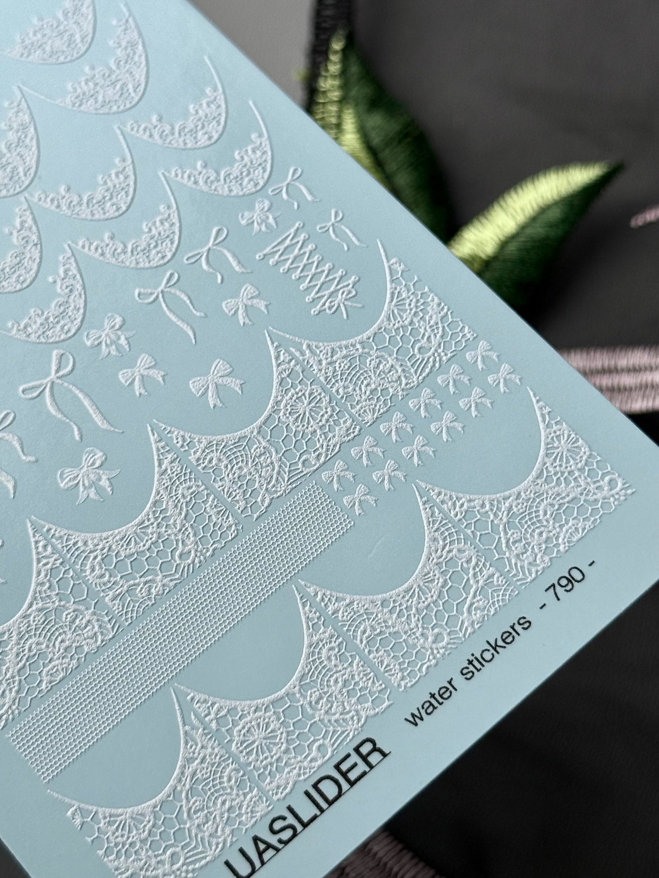 Lace Nail Decals — White Lace French Tips, Bows & Net Wraps | 790 - UASLIDER