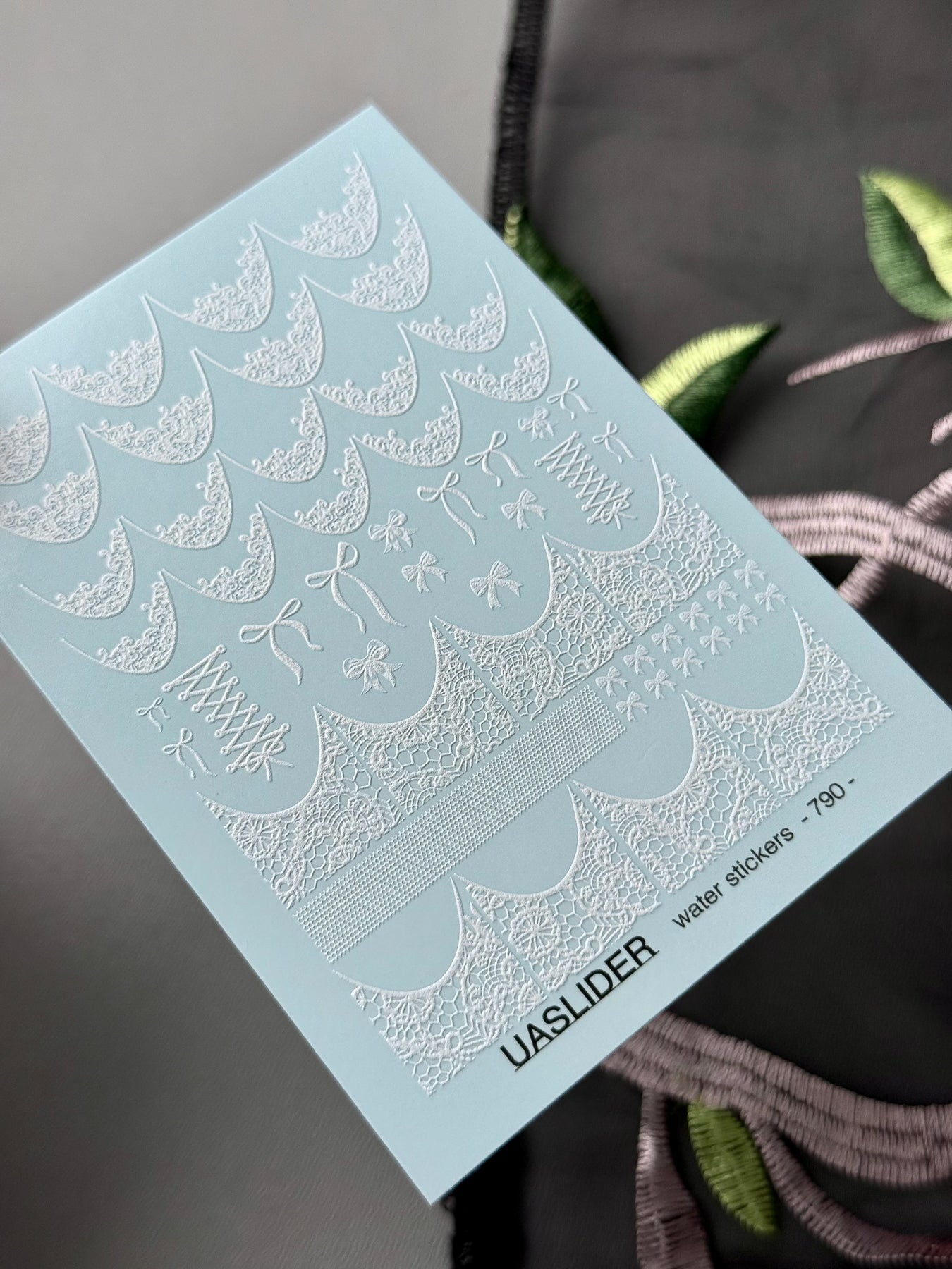 Lace Nail Decals — White Lace French Tips, Bows & Net Wraps | 790 - UASLIDER