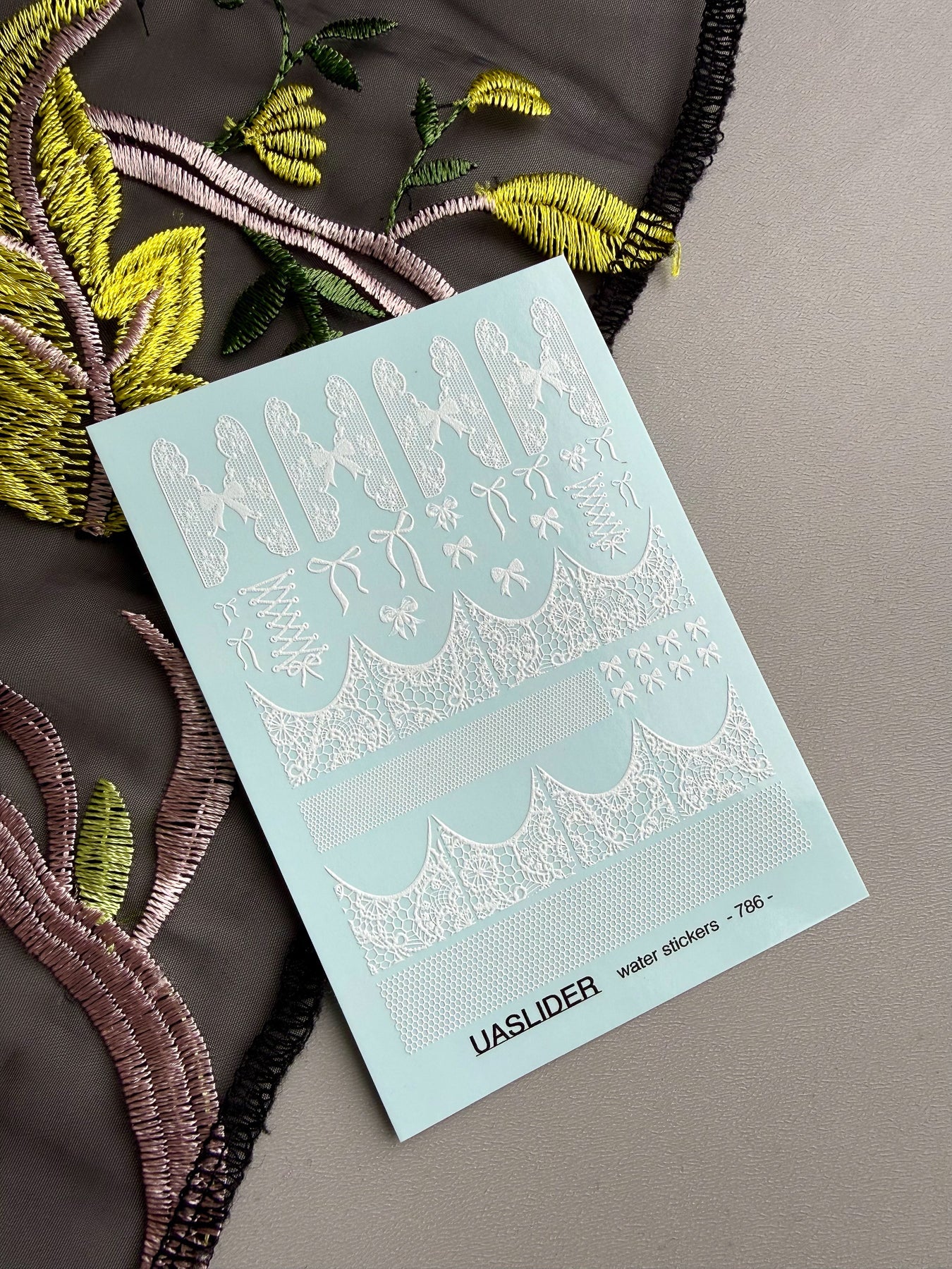 Lace Nail Decals — White Lace French Tips, Bows & Wraps | 786 - UASLIDER