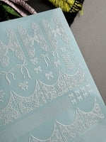 Lace Nail Decals — White Lace French Tips, Bows & Wraps | 786 - UASLIDER