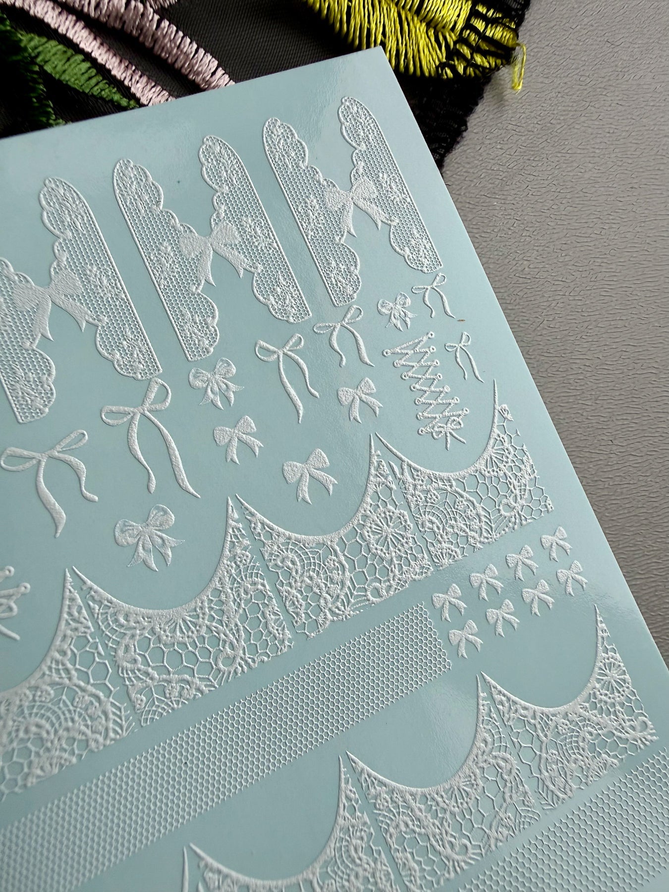 Lace Nail Decals — White Lace French Tips, Bows & Wraps | 786 - UASLIDER