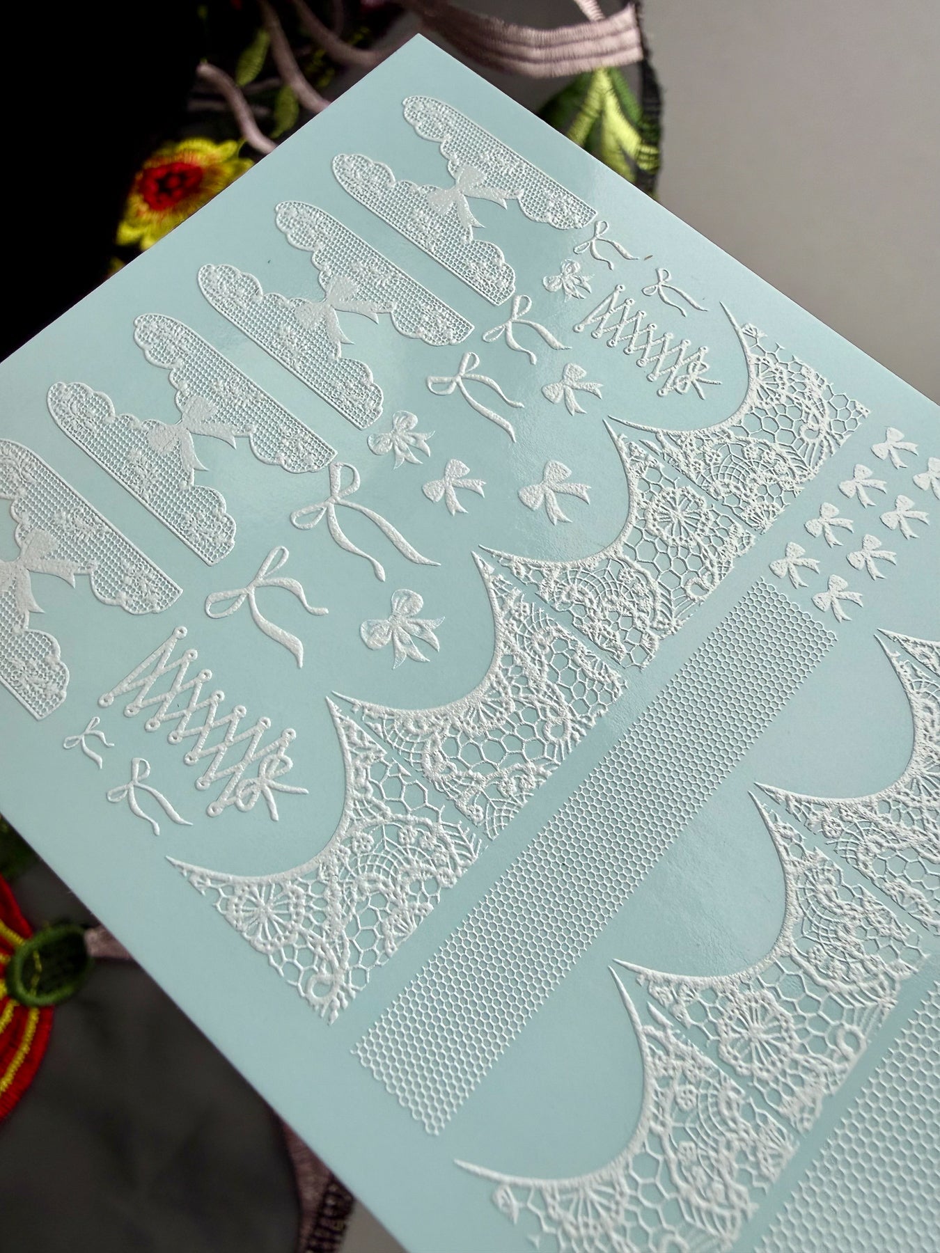 Lace Nail Decals — White Lace French Tips, Bows & Wraps | 786 - UASLIDER