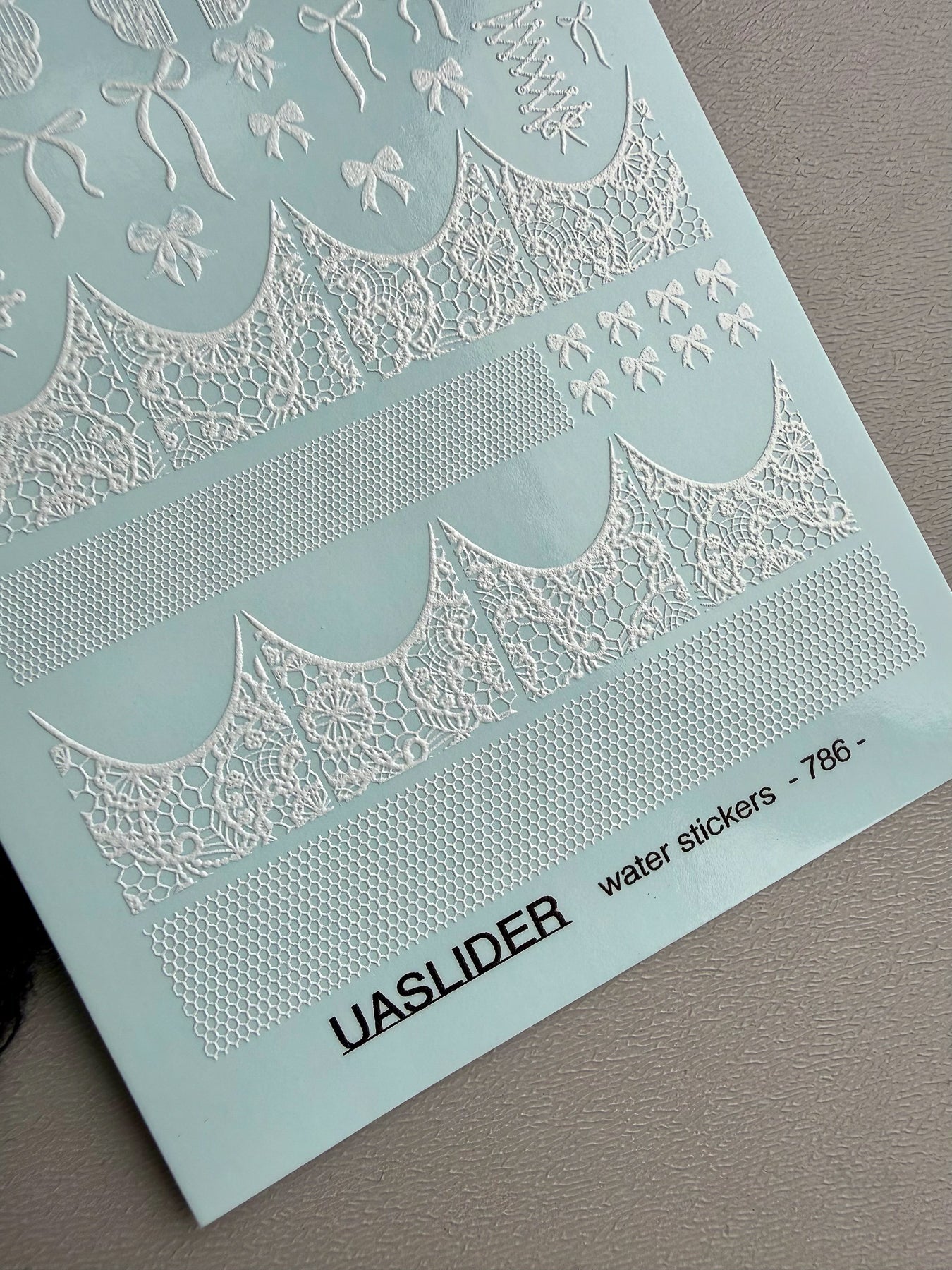 Lace Nail Decals — White Lace French Tips, Bows & Wraps | 786 - UASLIDER