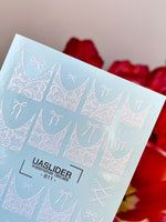 Lace Nail Decals — White Lace French Tips with Bows | 811 - UASLIDER