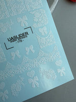 Lace Nail Decals — White Lace Wraps, Bows & Floral Hearts | 778 - UASLIDER