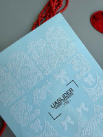 Lace Nail Decals — White Lace Wraps, Bows & Floral Hearts | 778 - UASLIDER