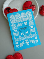 Lace Nail Decals — White Lace Wraps, Bows & Floral Hearts | 778 - UASLIDER