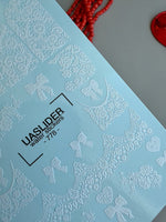Lace Nail Decals — White Lace Wraps, Bows & Floral Hearts | 778 - UASLIDER