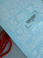 Lace Nail Decals — White Lace Wraps, Bows & Floral Hearts | 778 - UASLIDER