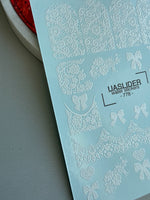 Lace Nail Decals — White Lace Wraps, Bows & Floral Hearts | 778 - UASLIDER